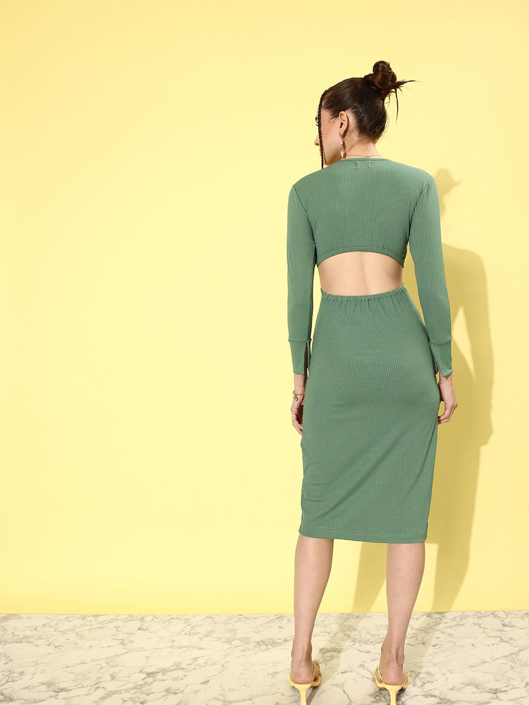 Solid Cut-Outs Bodycon Dress