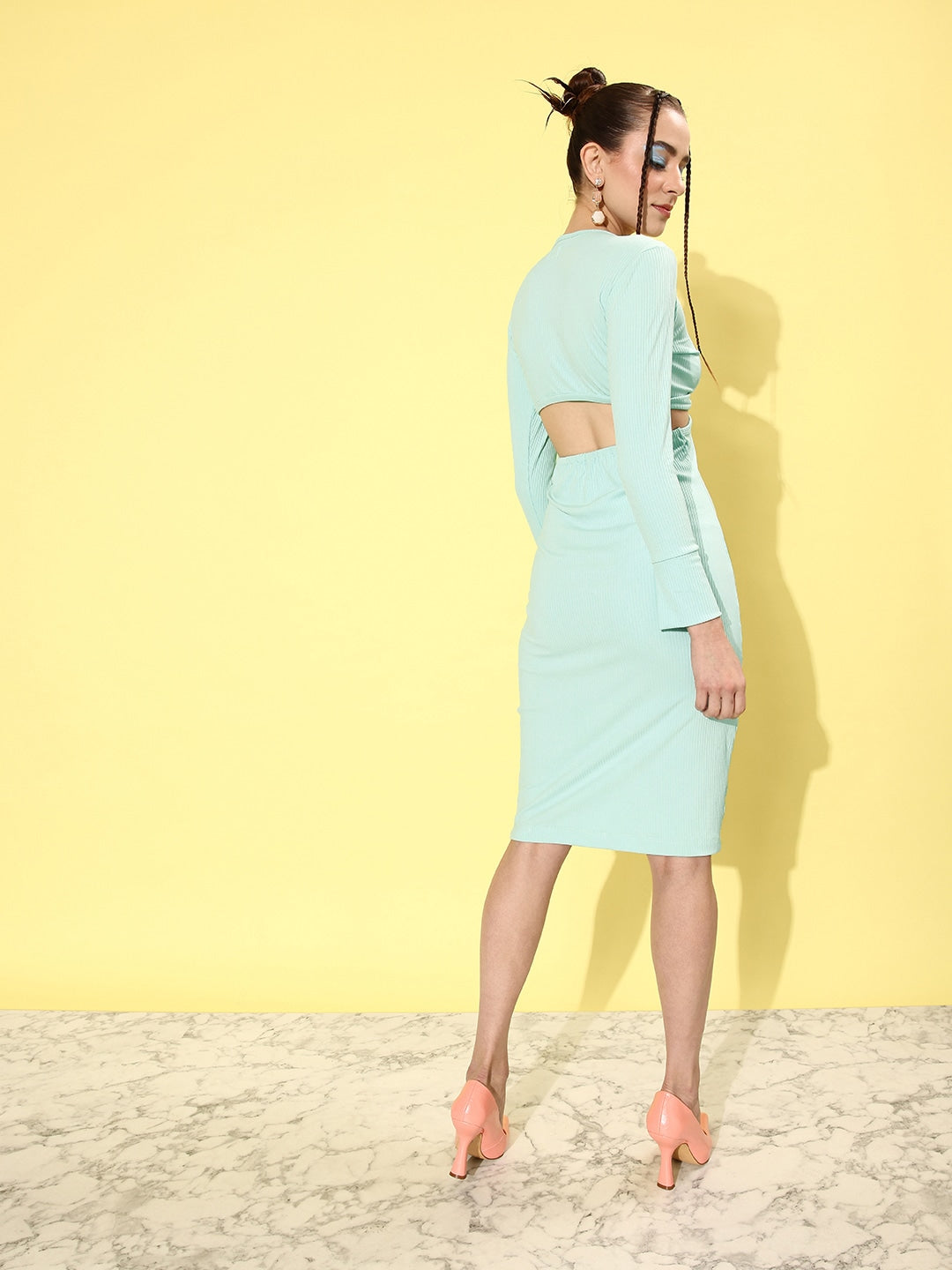 Solid Cut-Outs Bodycon Dress