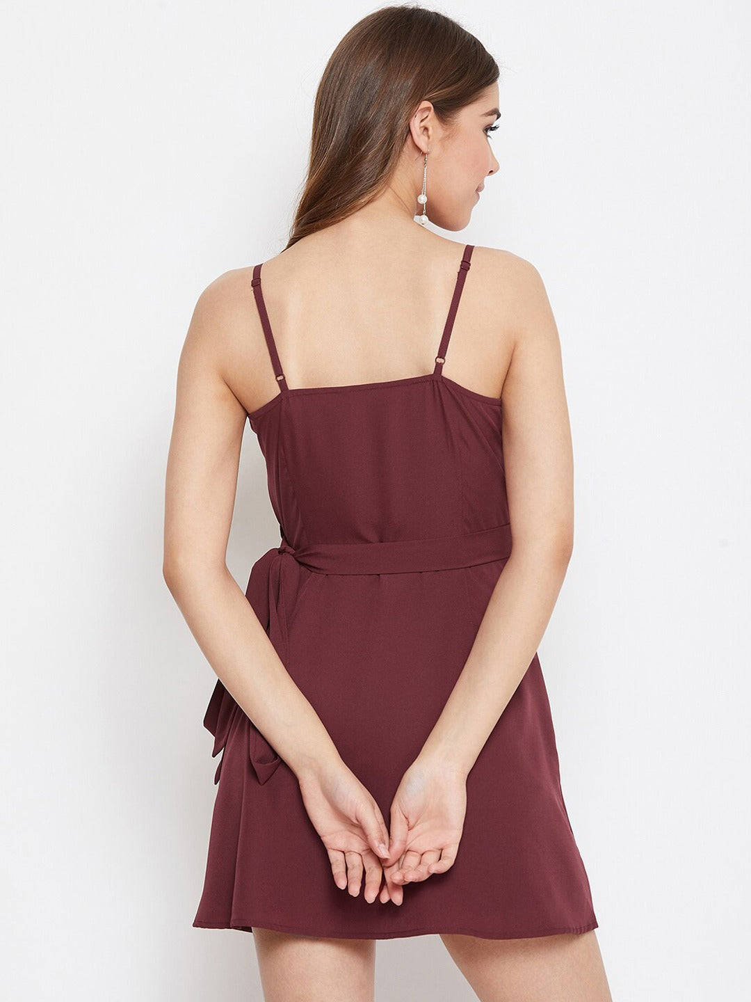 Women Burgundy Solid Layered Playsuit Berrylush