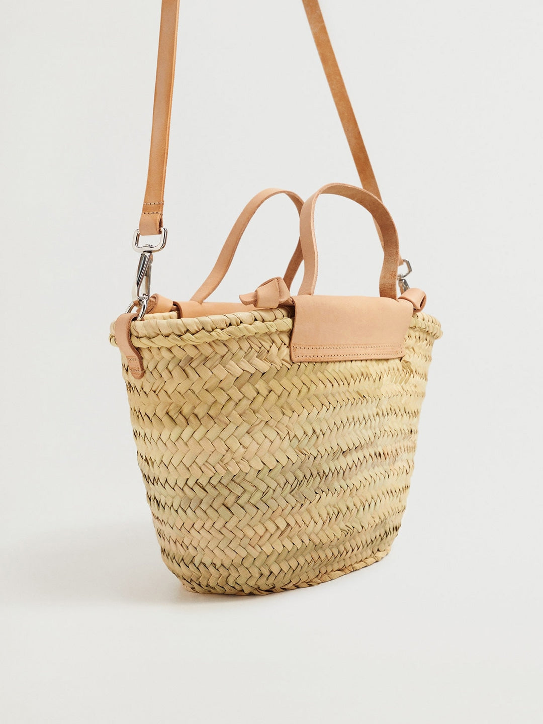 Basket Weave Handcrafted Bag with Sling Strap MANGO Beige