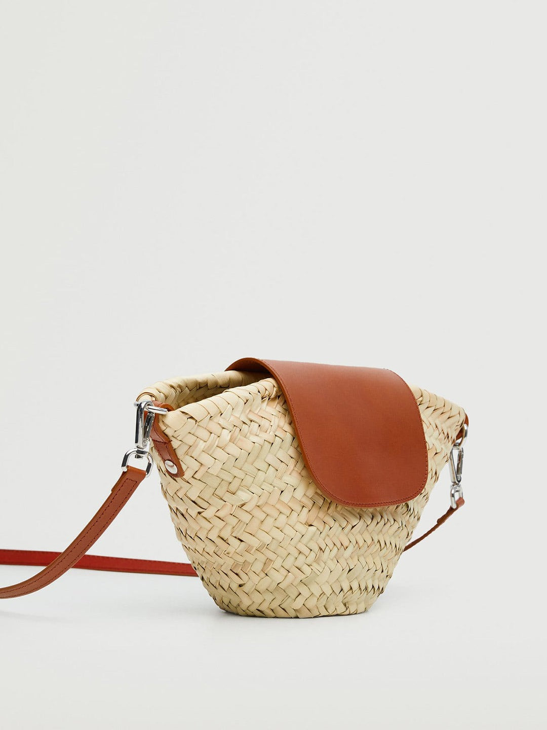 Basket Weave Textured Sling Bag MANGO Brown