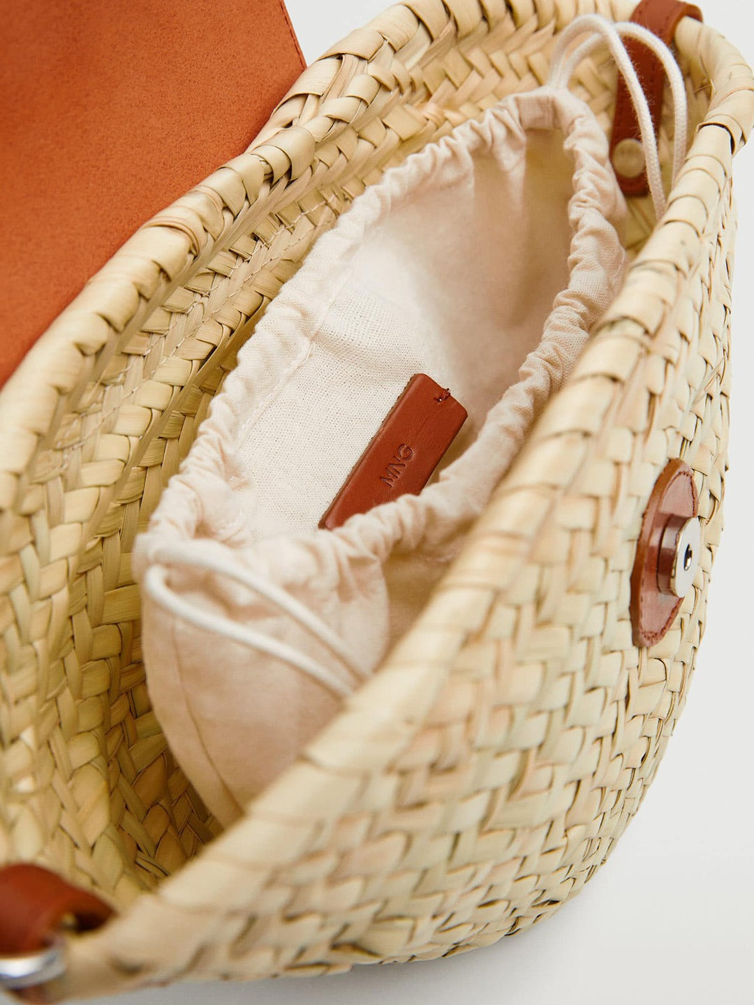 Basket Weave Textured Sling Bag MANGO Brown