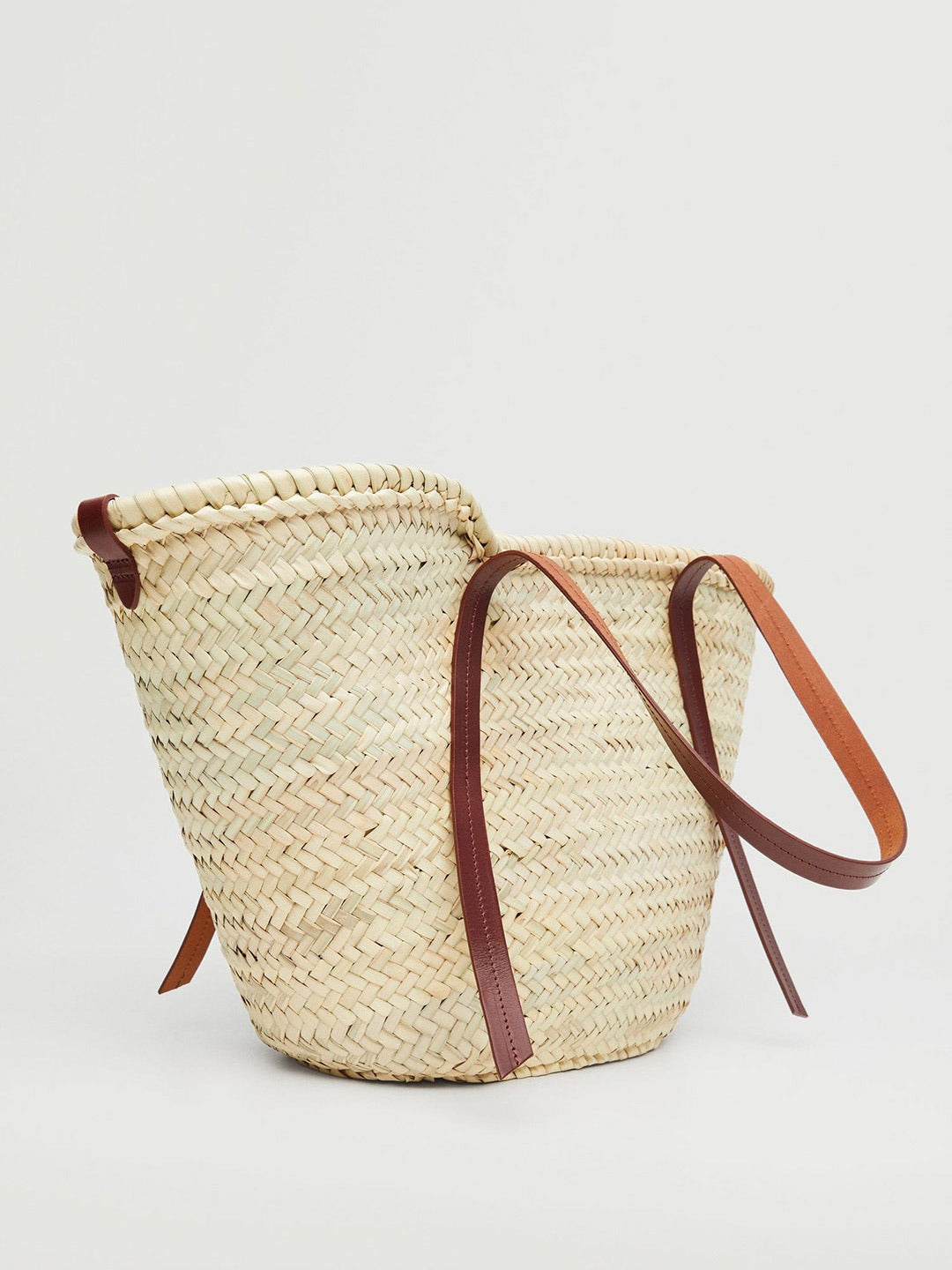 Basketweave Bucket Shoulder Bag MANGO Brown