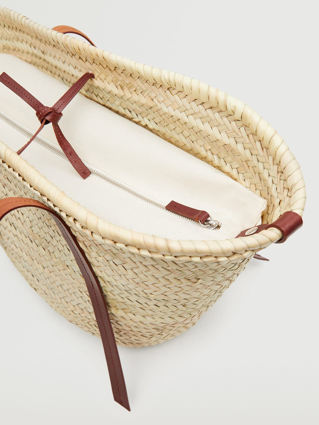 Basketweave Bucket Shoulder Bag MANGO Brown