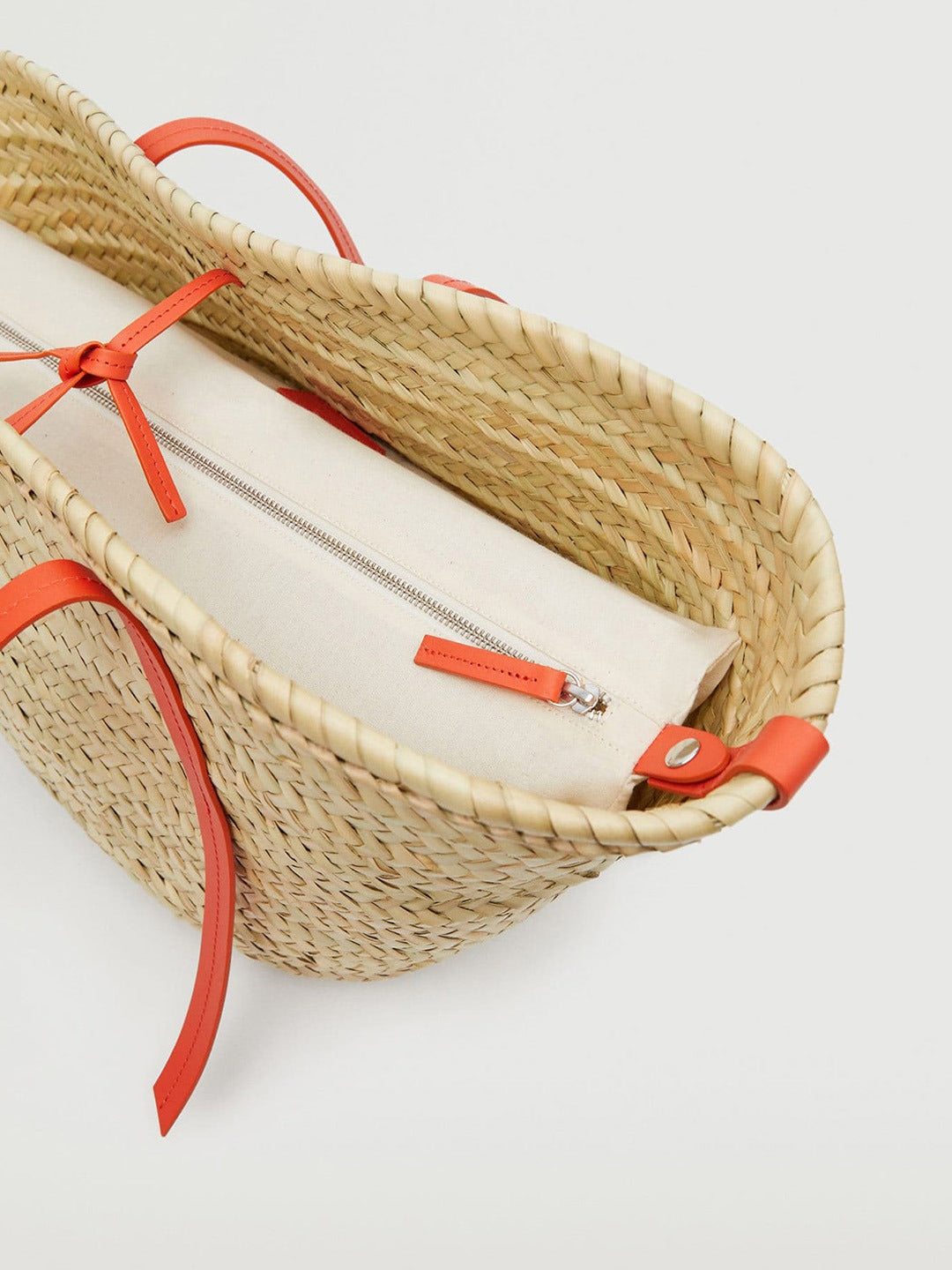 Basketweave Bucket Shoulder Bag MANGO Orange