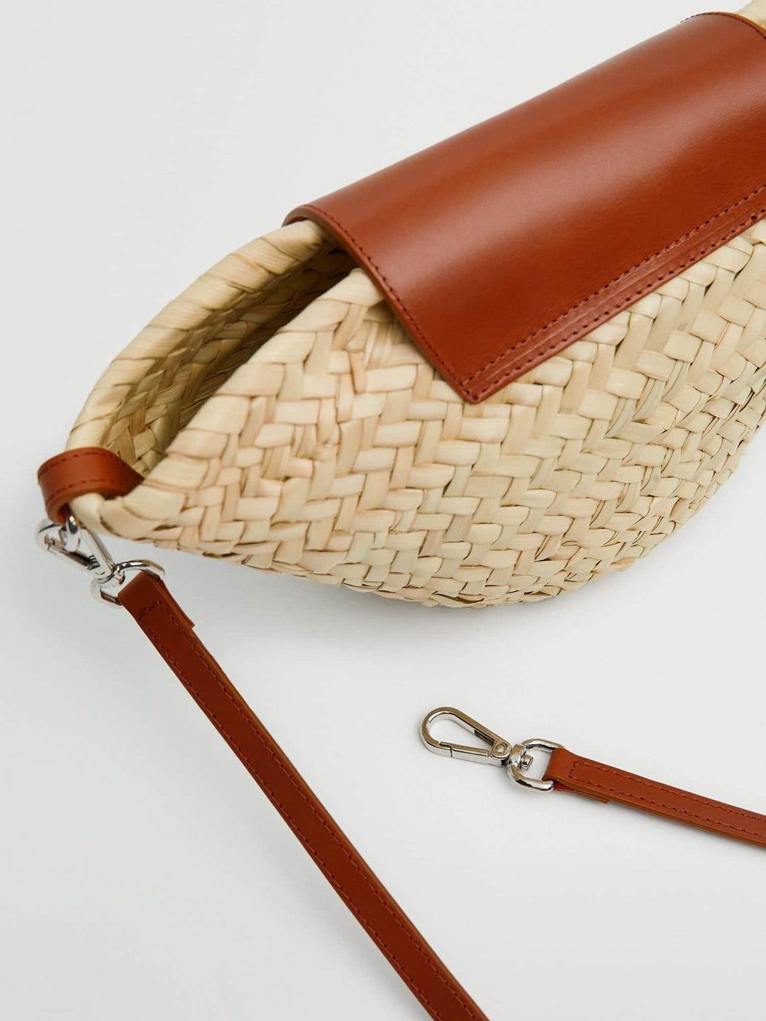 Basket Weave Textured Sling Bag MANGO Brown