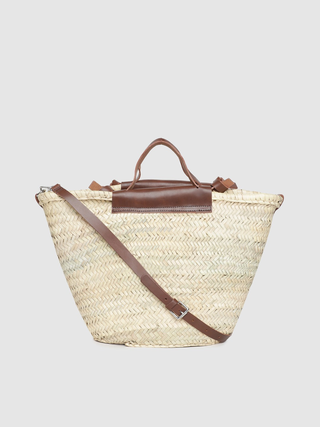Basket Weave Handcrafted Bag with Sling Strap MANGO Brown