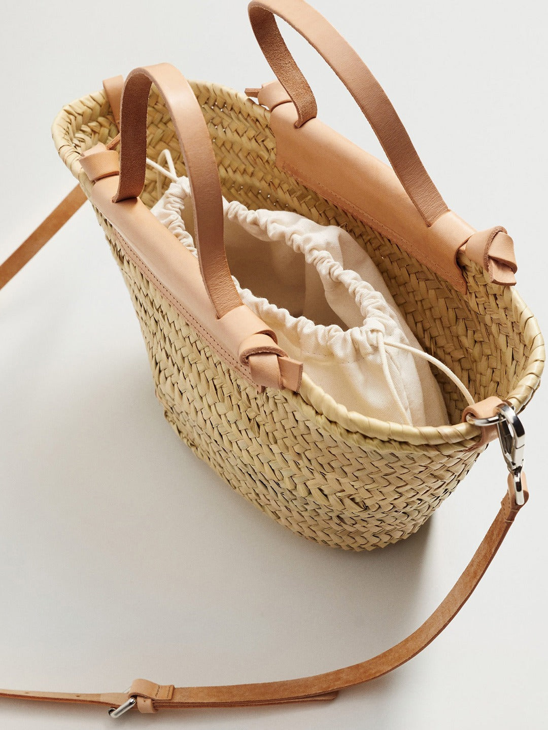 Basket Weave Handcrafted Bag with Sling Strap MANGO Beige