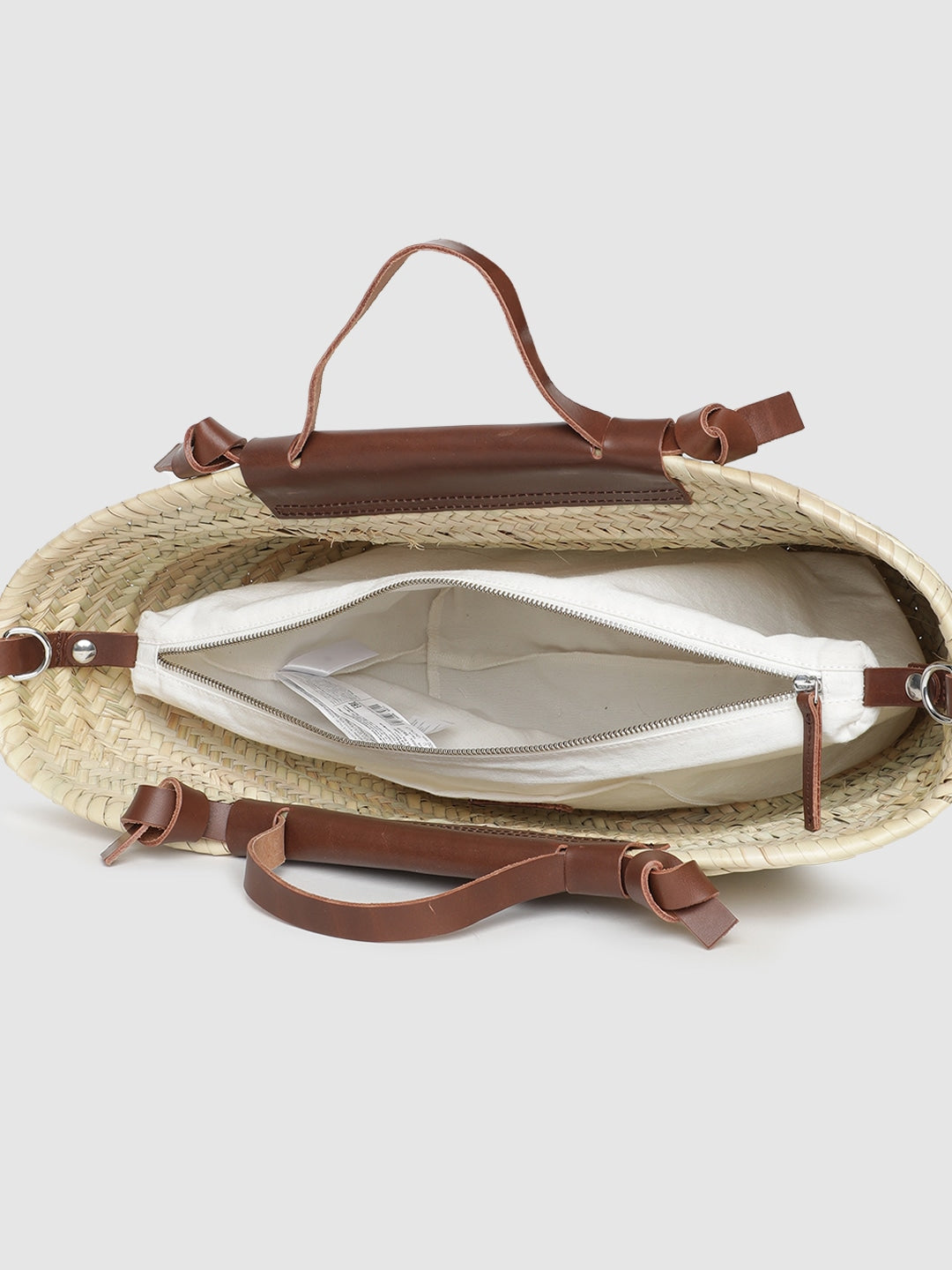 Basket Weave Handcrafted Bag with Sling Strap MANGO Brown