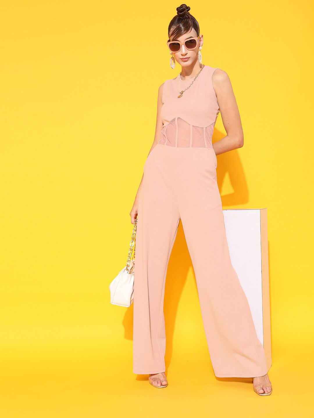 Round Neck Basic Corset Jumpsuit