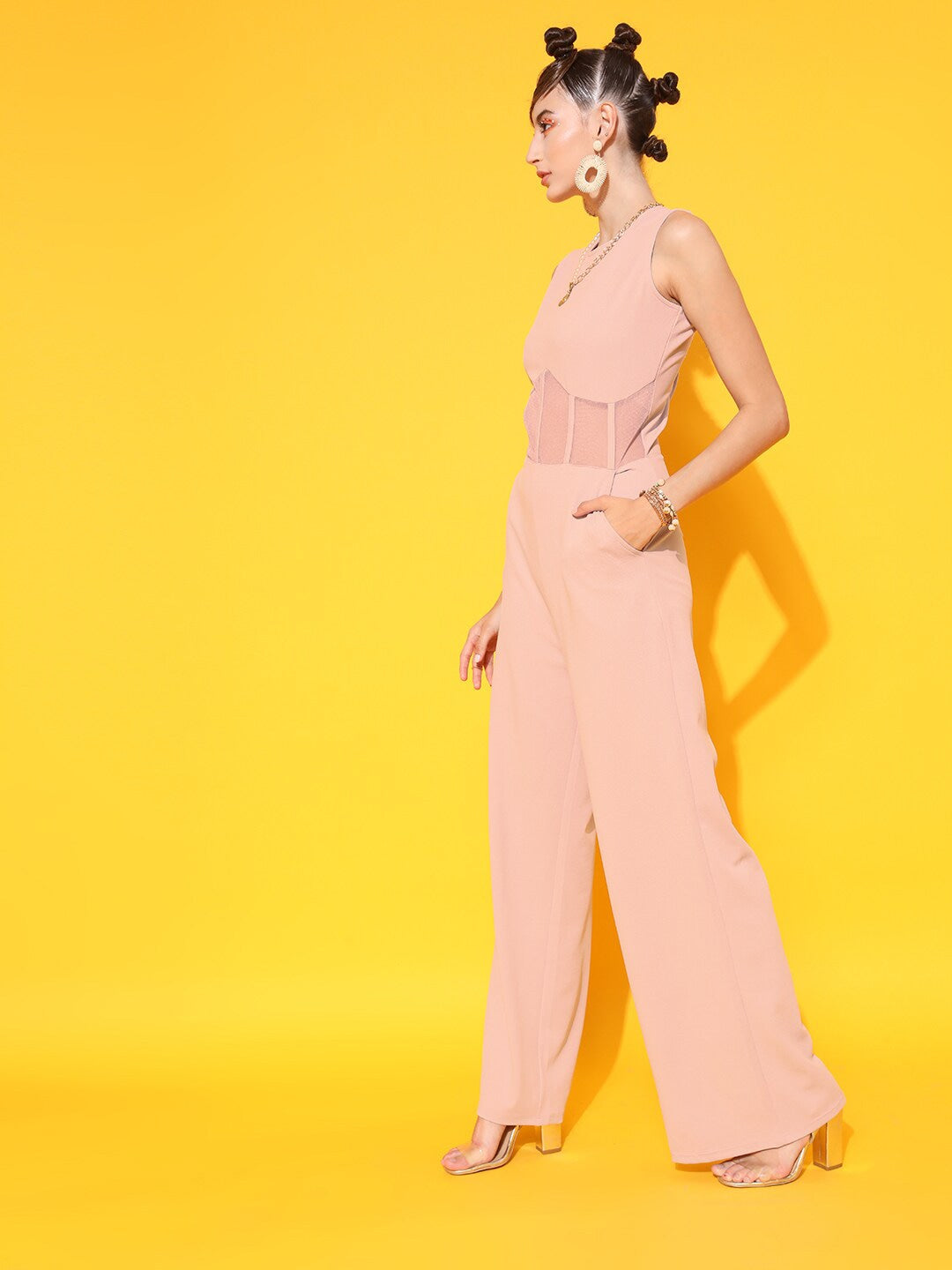 Round Neck Basic Corset Jumpsuit