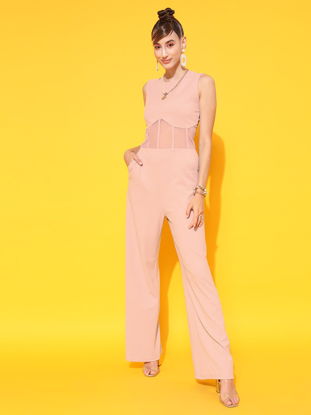 Round Neck Basic Corset Jumpsuit
