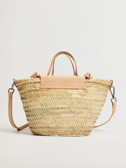 Basket Weave Handcrafted Bag with Sling Strap MANGO Beige