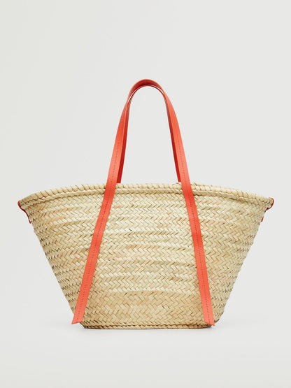 Basketweave Bucket Shoulder Bag MANGO Orange